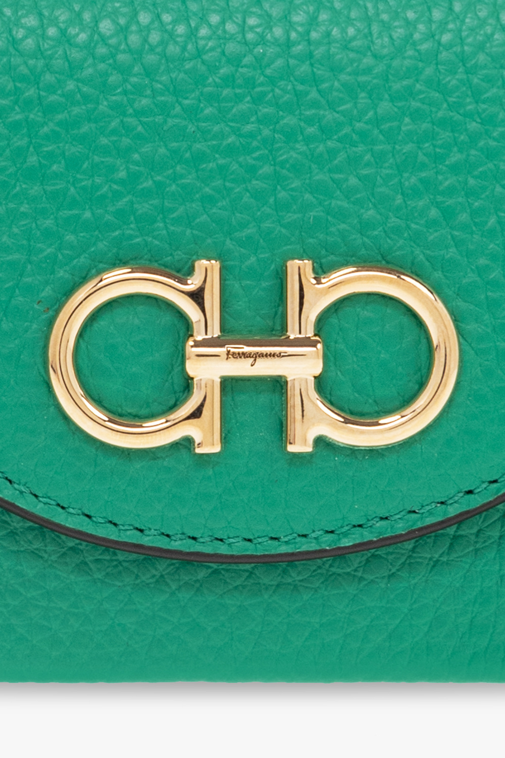 folding wallet salvatore ferragamo wallet chambray - Green Leather